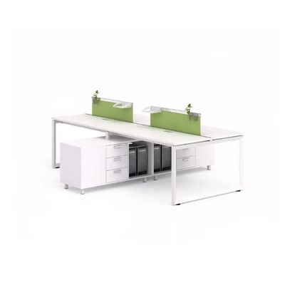 白い 4 方法 MDF 板が付いている木のオフィス スタッフ テーブル 1600mm Pc のワークステーションの机