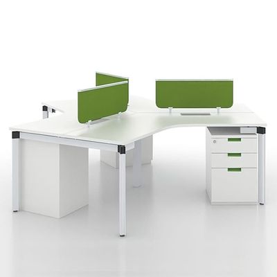 120 度オフィスワークステーションデスクテーブル 25mm 4 人乗りワークステーション