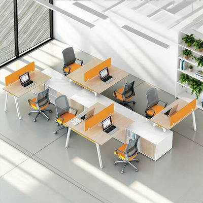 木製ワークステーション コンピューターデスク 4人掛けスタッフデスク オフィス用キュービクル ゾーンワークステーション