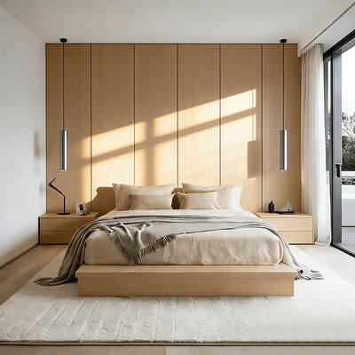 5つ星 ホテル ウッド ベッドルーム 家具 セット 王妃 ベッド ベッドサイド キャビネット ホテル ビラ