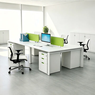 BS-WT48 モジュラーオフィスデスク メラミンボード グリーンファブリックパーティション ケーブルマネジメント付き