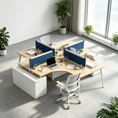 25mmメラミンボード、カスタマイズ可能なレイアウト、コラボレーションオフィス向けモバイル収納キャビネットを備えたモジュラーワークステーションデスク